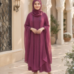 Premium DMC Stone Hooded Abaya with Integrated Cap