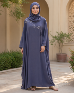 Premium Phool Karahi Kaftan – Elegant Hand-Embroidered Abaya