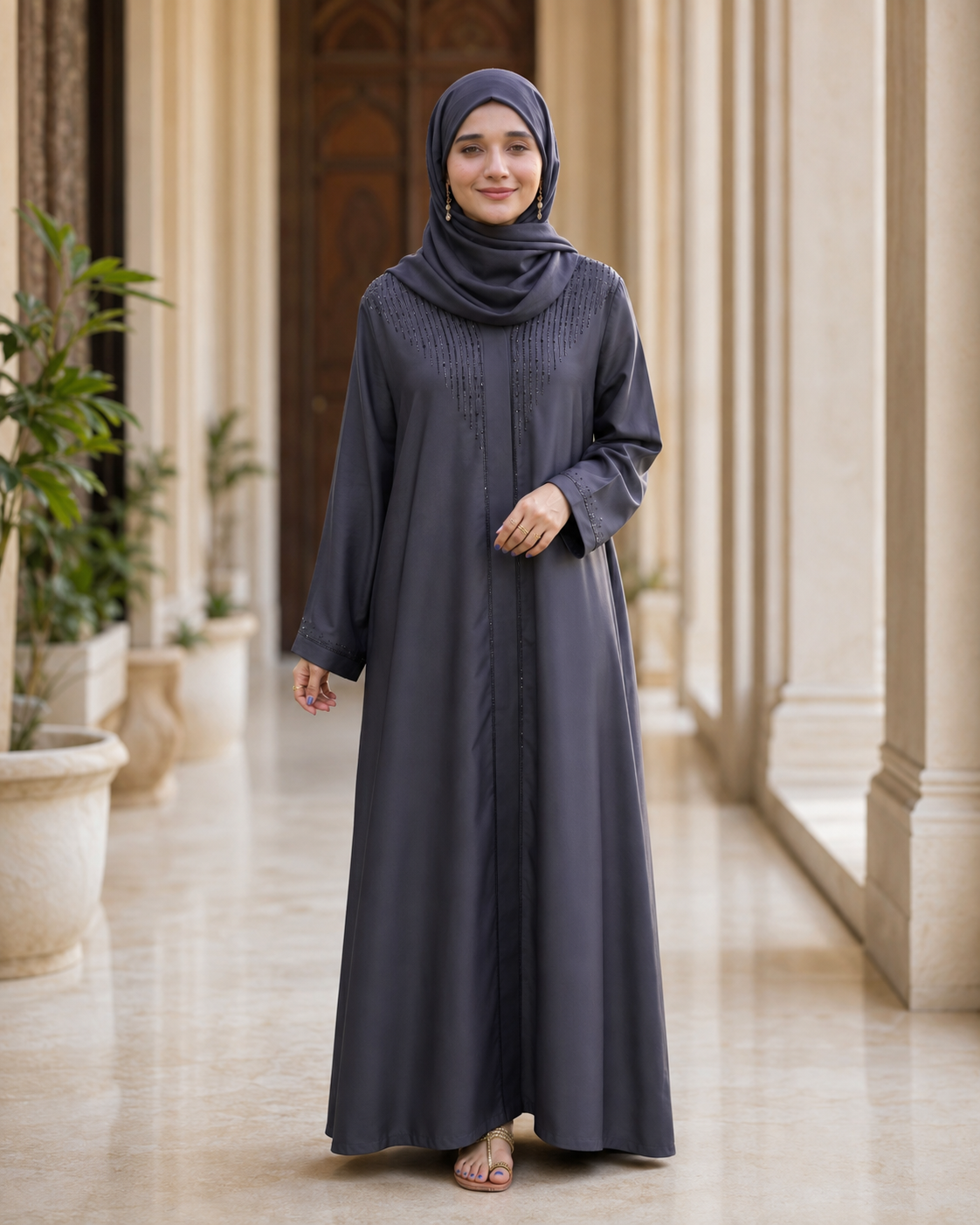 Banarsi Patti Nida Abaya – Elegant & Comfortable Everyday Modest Wear